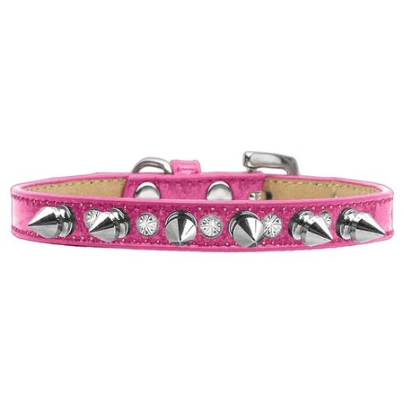 MIRAGE PET PRODUCTS Crystal & Silver Spikes Dog CollarPink Ice Cream Size 16 634-1 PK16